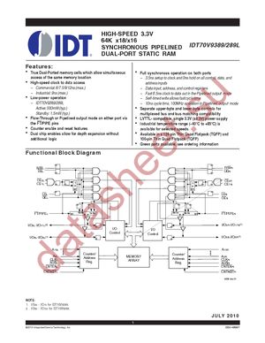 IDT70V9289L9PRF8 datasheet  